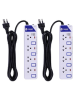 รางปลั๊กไฟ (4 ช่อง, 4 สวิตช์, 5 เมตร, แพ็คคู่, สีขาว) รุ่น ET-9145M P2