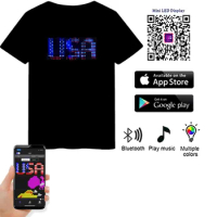 App Control Bluetooth Programmable Led T-shirt Dj LED Tshirt Built-in Battery Scrolling Text Animation Message Matrix Display