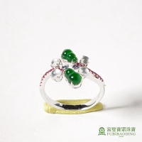 【Fubibaoding jeweler 富璧寶鼎珠寶】老坑玻璃種雙生綠葫蘆翡翠戒指(天然A貨 翡翠 送禮 戒指 國際圍#11)