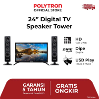 Polytron Cinemax Digital TV 24 Inch PLD 24TV1855 dengan Speaker Tower HD 1366x768 Dipe Engine USB Pl