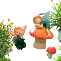 Mushroom Fairy Garden Decor Waterproof Elf Figurines Miniature Kit Outdoor Decorative Stake Statues For Windowsill Garden Plant