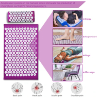 Back and Sciatic Pain Mat/Relaxneck Massage Pillow Pad Acupuncture Massage Cushion Yoga Mat Set Acupressure Relieve Stress