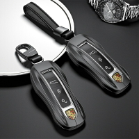 保時捷高檔金屬車用鑰匙保護套 卡宴 帕拉梅拉 911 Taycan 瑪卡 718 全包鑰匙殼