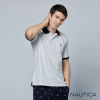 【NAUTICA】男裝 純棉跳色領短袖POLO(灰色)