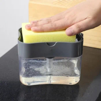 Soap Dispenser Pump with Sponge Manual Press Cleaning Liquid Container Manual Press Soap Organizer Kitchen Tool