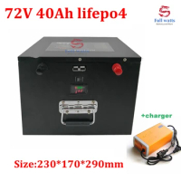 waterproof lithium 72v 40ah lifepo4 battery BMS 24S for 4000w 3500w bicycle bike scooter Forklift vehicle +5A charger