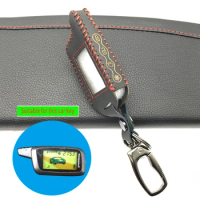 Car leather key cover For SLK-625 SLK-675RS SLK-650RS 2 Way Alarm Burglar Alarm Remote Control Car LCD Key Chain Car accessories
