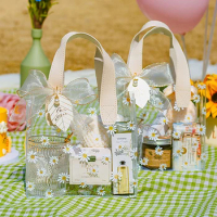 Transparent Pvc Gift Tote Packaging Bag Clear Daisy Plastic Handbag Candy Box Gift Bag Wedding Favor Party Supplies Cosmetic Bag