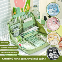 Tas Pensil 12 Susun Anak - Desain Imut & Warna-Warni, PP Kuat Tahan Lama, Ringan & Mudah Dibawa, Tem