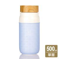 乾唐軒活瓷 | 大道至簡隨身杯 / 大 / 單層 / 仿木紋蓋 / 5色 500ml-牙白藍