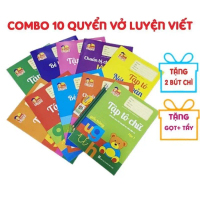 Sách - Bộ 10 Quyển hành trang cho bé vào lớp 1 tập tô tập viết chữ, số - 10 quyển kèm bút chì và tẩy