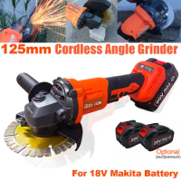 Electric Brushless Angle Grinder Cordless 125mm 20v For Makita 18V Lithium Battery Variable Speed Cutting Machine Power Tool