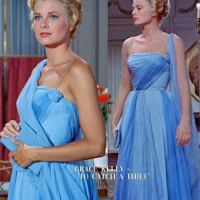 Grace Kelly Sky Blue Evening Dresses High Society One Shoulder Fairy Tail Vintage Princess Prom Occasion Reception Gown