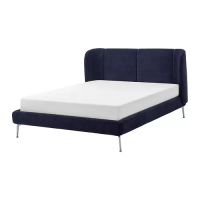 TUFJORD 軟墊式床框, tallmyra 黑藍色/luröy, 180x200 公分