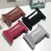 Car Tissue Box Solid Color Bag Hanging Storage Car Tissue Box Car Armrest Box Multifunctional Tissue