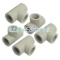 Gray PPR Water Tube Tee Adapter Pipe Connector Fittings 20mm Dia 5pcs
