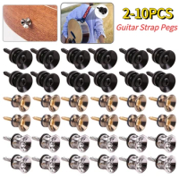 2-10pcs Guitar Strap Lock Metal Anti-slip Strap Buckle Pegs for Acoustic Electric Bass Ukulele Lock Pins Metal End Locking Parts
