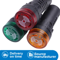 AD16-22SM 12V 24V 110V 220V 380V 22mm Flash Signal Light Red LED Active Buzzer Beep Alarm Indicator Red Green Yellow Black