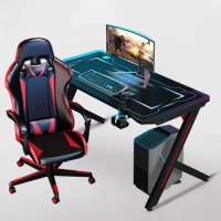 Nordic Metal E-sports Table Desktop Computer Desks for Study Home Carbon Fiber Technology Sense RGB Gaming Desk and Chair Set