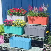 加厚柵欄塑料花瓣花盆 花箱花槽長條陽臺種植箱 花園庭院種菜盆