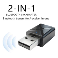 BT 2 In 1 USB Bluetooth 5.0 Transmitter Receiver Mini Stereo USB Bluetooth Wireless Audio Adapter For TV PC Car Kit