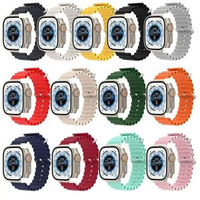 華強北S8新款海洋矽膠錶帶運動款applewatch8 ultra通用iwatch7/6黑+白+桔3條特惠裝