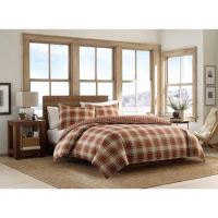 - King Duvet Cover Set, Reversible Cotton Bedding with Matching Shams, Stylish Home Decor for All Seasons (Edgewood Red, King)