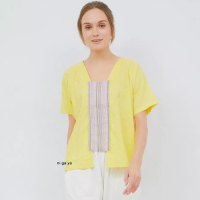Nigaya Batik NIGAYA - Erica Top -  Blouse Baju Atasan - Blus Batik Premium Wanita Kerja Modern Kekinian Lengan Pendek