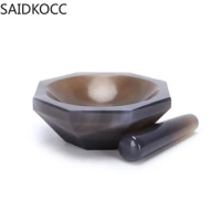 SAIDKOCC Support customization All Sizes Natural Agate Mortar and Pestle for Lab Grinding 110mm 120mm 150mm 160mm 200mm