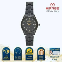 Mirage Jam Tangan Wanita Analog 8708 L Full Black Original Stainless Plat Hitam