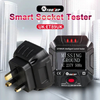 ET89 Intelligent Socket Tester Pro Voltage Test Socket Detector UK Plug Ground Zero Line Plug Polarity Phase Check Indicator