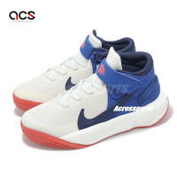 Nike 籃球鞋 Team Hustle D 10 FlyEase GS 大童 女鞋 米白 藍 魔鬼氈  DD7303-103
