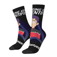 Funny Crazy compression Member Cartoon Sock for Men Hip Hop Harajuku S-Star Trek Lower Decks Happy Seamless Pattern Printed