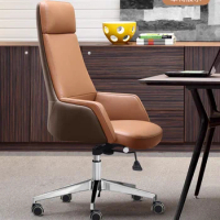 Boss chair Leather office computer chair home comfort sedentary office chair simple swivel chair leather chair large class chair