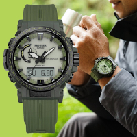 CASIO 卡西歐 PRO TREK 磷光 三重感應器 太陽能 電波 戶外實用錶 PRW-61LD-3