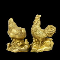 純銅公雞母雞一對 十二生肖 促家庭和諧婚姻美滿工藝禮品擺件