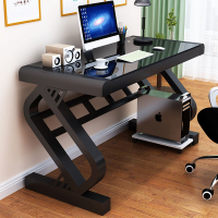 電腦桌臺式家用帶鍵盤托辦公桌臥室簡約書桌鋼化玻璃寫字桌經濟型
