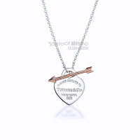 Tiffany&amp;Co. 愛心玫瑰金箭T扣式925純銀項鍊