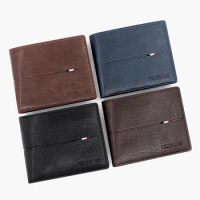 Fashion PU Leather Men's Wallet Short Zipper Card Holder Simple Slim Coin Pocket Leisure Short Wallet
