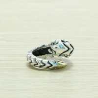 S925 Sterling Silver Unisex Creative Thai Silver Centipede Open Ring Trendy Retro Instagram Small and Popular Food Ring