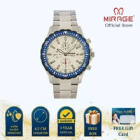 Mirage Jam Tangan Pria Analog Chrono Active TS 8601 M Silver Original Stainless Ring Hitam