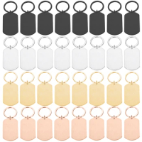 10Pcs/Lot Strip Blank Tag 45mm Stainless Steel Keychain for DIY Accessories Custom Logo Name Women's Men's Keychain Wholesale
