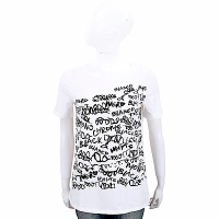 Max Mara-WEEKEND 字母塗鴉串珠飾白色棉質短T恤