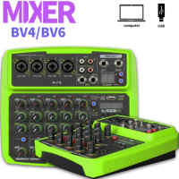 6-Channel Digital Effects Audio Mixer Home Stage Outdoor Sound Mixer Live USB Sound Card with 16 DSP / Bluetooth / MP3