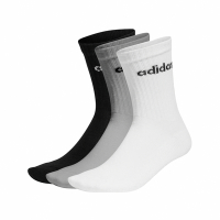 adidas 襪子 Linear Crew 男女款 黑 白 灰 長襪 中筒 基本款 愛迪達 三雙入 IC1302