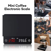 Mini Coffee Scale with Timer 2kg/0.1g High Precision Kitchen Scale Rechargeable Espresso Scale for Pour Over Drip Coffee Baking