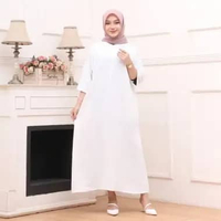 Baju Daster Dress Polos Oversize Tangan 3/4 Fit XL XXL XXXL Putih
