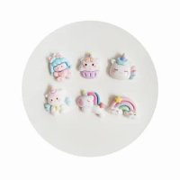 Mixed Unicorn Slime Charms Sweet Cloud Rainbow Resin Cabochons For DIY Craft Making Scrapbooking Phone Case Decor