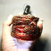 Gelang Akar bahar merah ukir naga