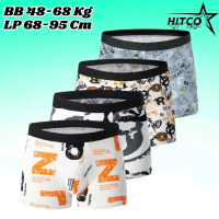 HITCO 4 Pcs Celana Dalam Pria BB 48-68 Kg LP 68-95 Cm Motif Unik Boxer Cowok Keren Celana  Pendek